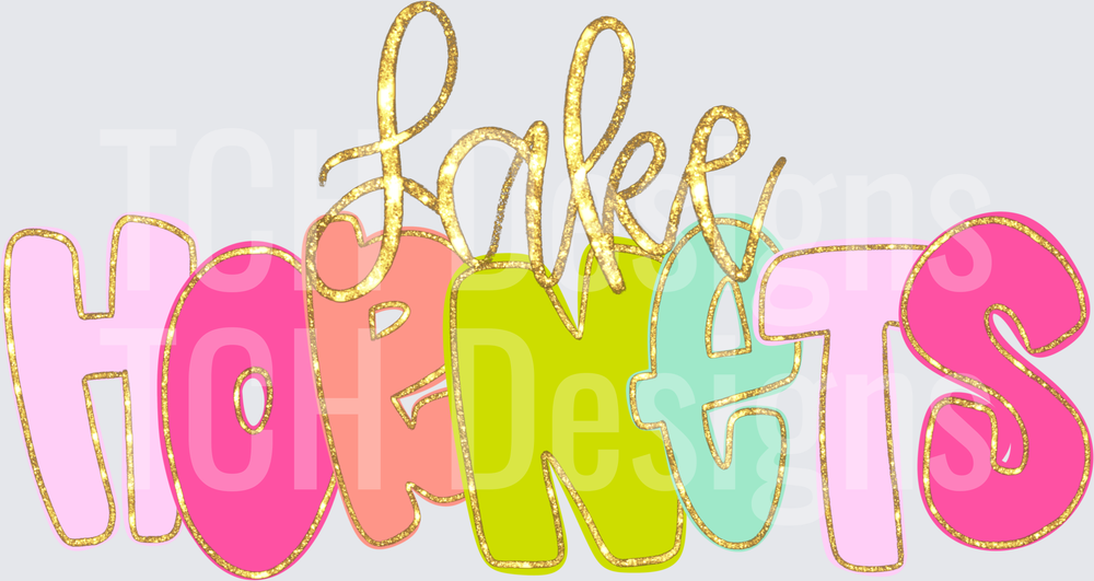 Lake Hornets Gold Glitter Colorful Bold Team Mascot Design