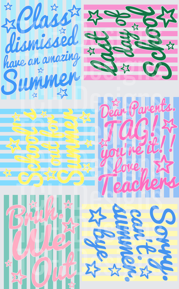 End of School Year Teacher and Student Celebration Phrases Bundle