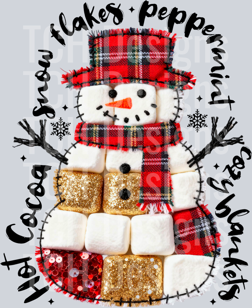 hot cocoa snowflakes peppermint snowman hwds