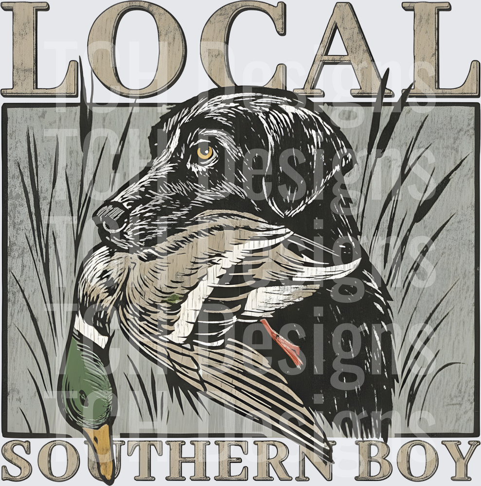 Local Southern Boy Black Lab Duck Hunting Retriever Design