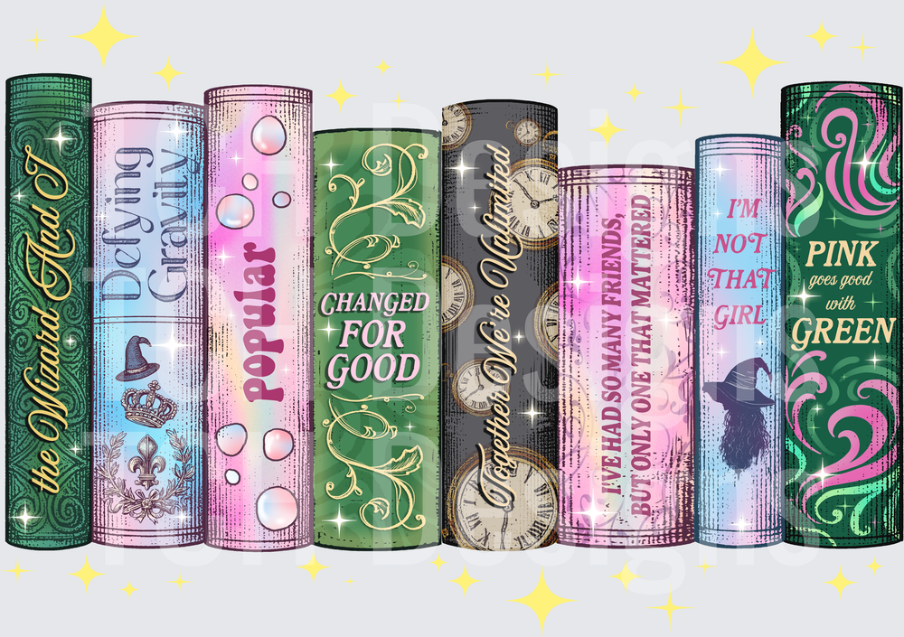 Wicked Musical Song Lyric Stacked Books Tumbler Wrap