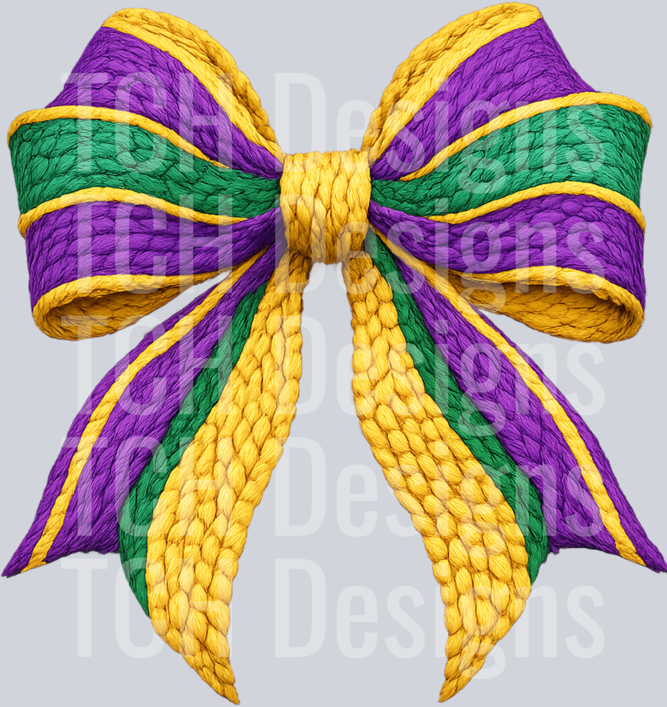 Faux Yarn Mardi Gras Coquette Bow