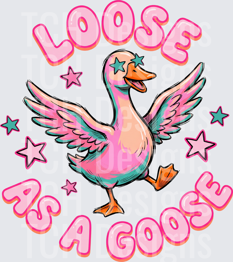 Loose As A Goose Dancing Pink Goose With Star Eyes