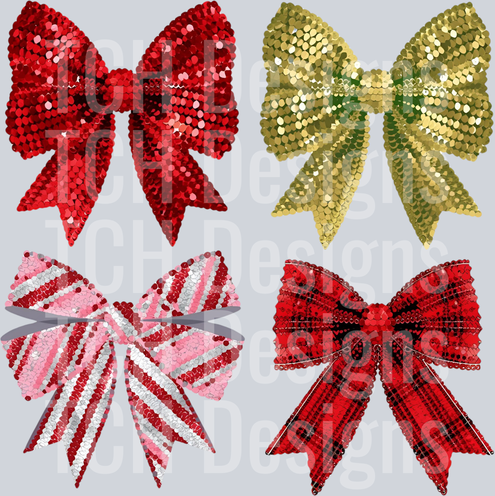 CHRISTMAS SEQUIN BOW COLLAGE