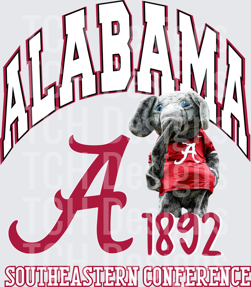 Alabama Crimson Tide Big Al Mascot SEC 1892 Script A Logo