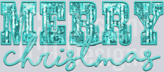 merry christmas aqua sequins