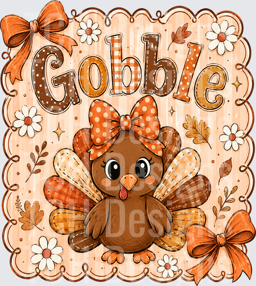 Preppy Thanksgiving Gobble Coquette PNG