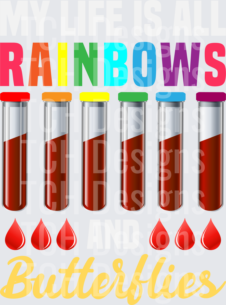 Womens Reaction Glass Butterfly Rainbow Phlebotomy Laboratory