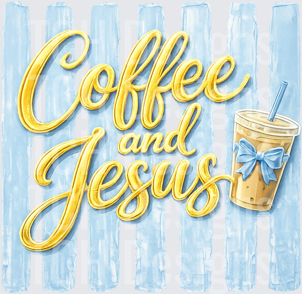 Coquette Coffee & Jesus Preppy PNG