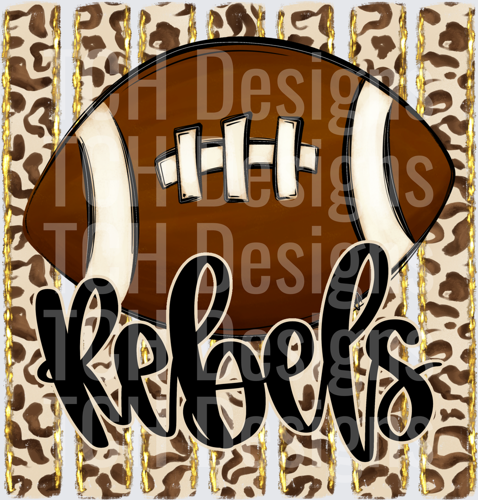 Rebels Football Leopard Print Gold Stripe Design
