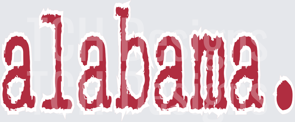 Alabama Distressed Crimson Red Lowercase Word Art