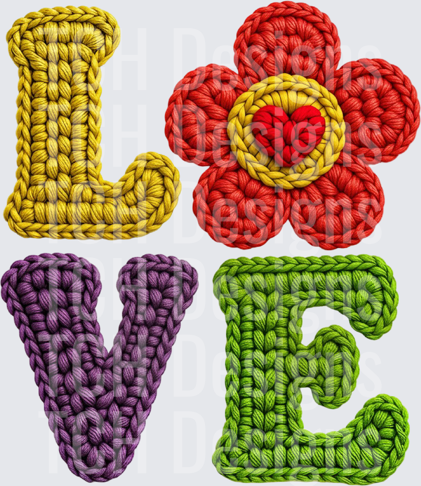 Faux Yarn Crochet Valentine Love