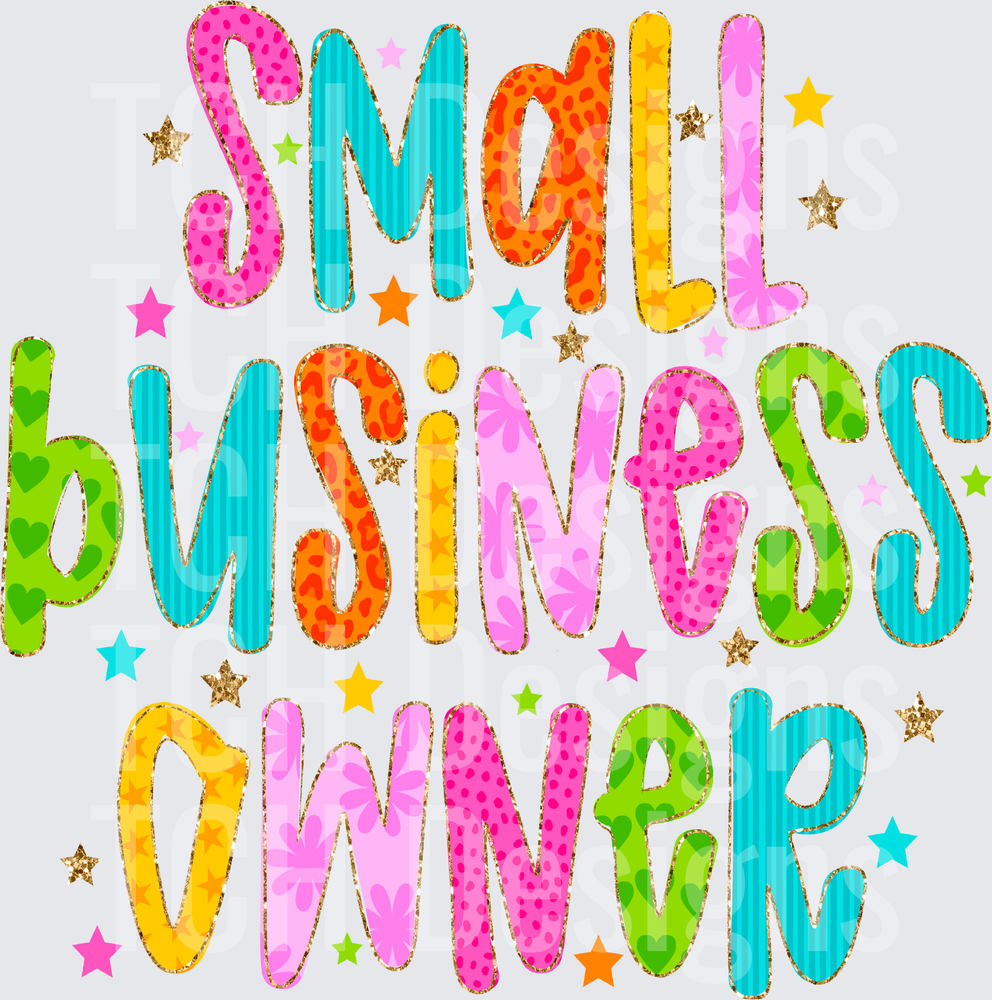 Small Business Owner Colorful Text with Stars