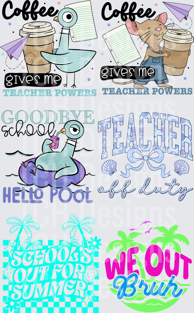 Teacher Coffee Powers Bundle with Goodbye School Summer Vibes