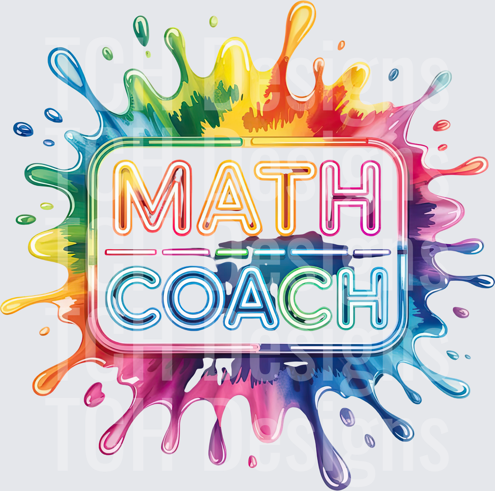 Math Coach Neon Sign Rainbow Paint Splash