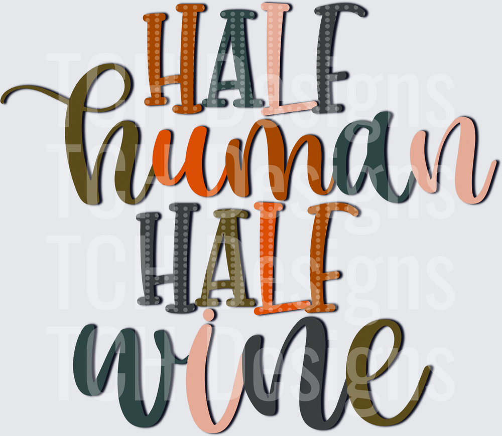 Half Human Half Wine Colorful Layered Typography Design