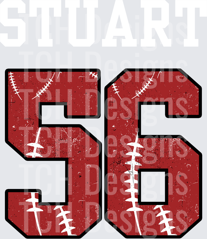 Distressed Red Baseball Number 56 Varsity Jersey Style