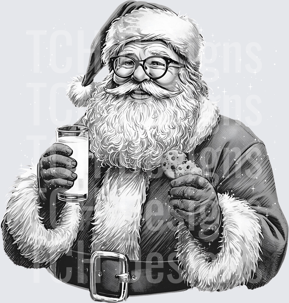 SANTA BLACK AND WHITE MILK AND COOKIES