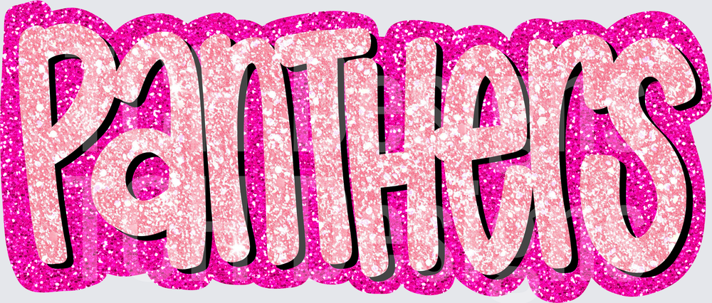 Panthers Glitter Pink Retro Bold Bubble Letter Word Art