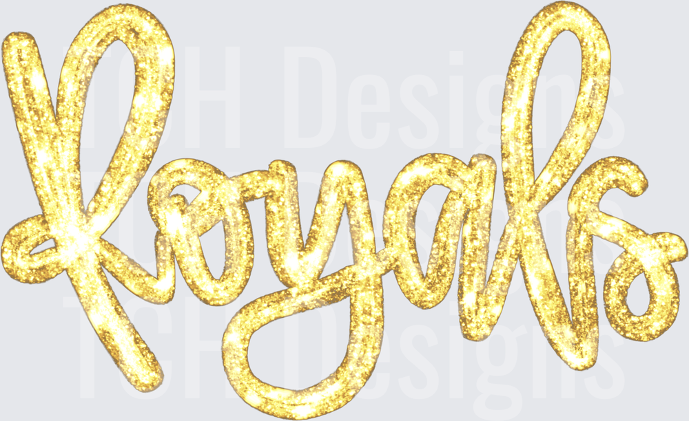 Royals Gold Glitter Script Cursive Word Art