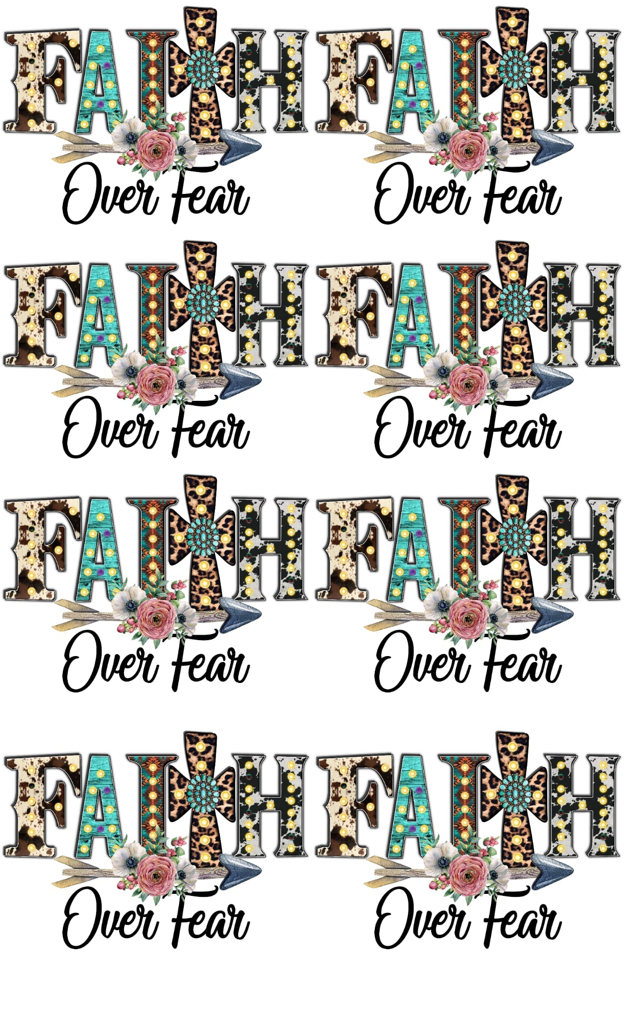 Faith over Fear Boho 36-inch premade gang sheet