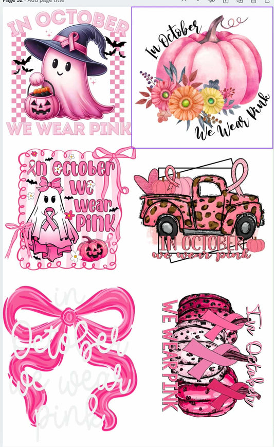 In October we wear pink Premade 36 inch