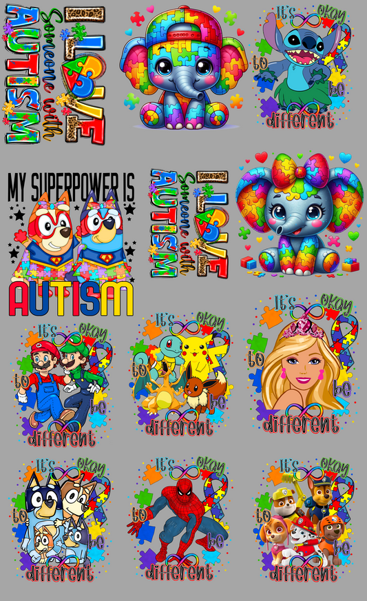 Autism Awareness 36-inch premade gang sheet
