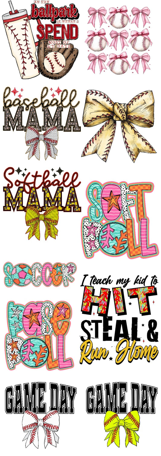 Softball/ Baseball 60-inch premade gang sheet