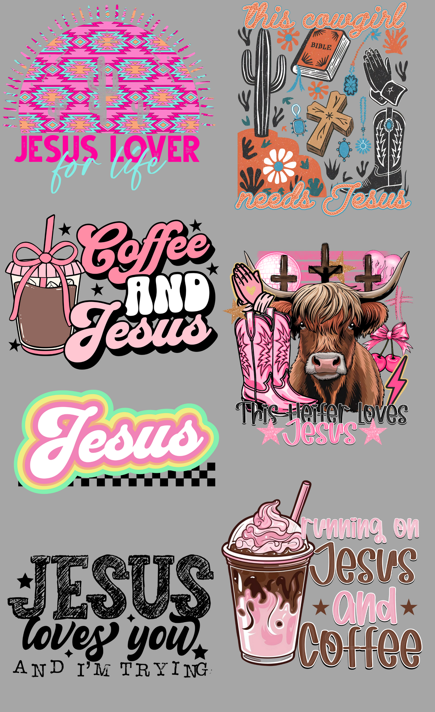 Jesus and Coffee 36-inch premade gang sheet