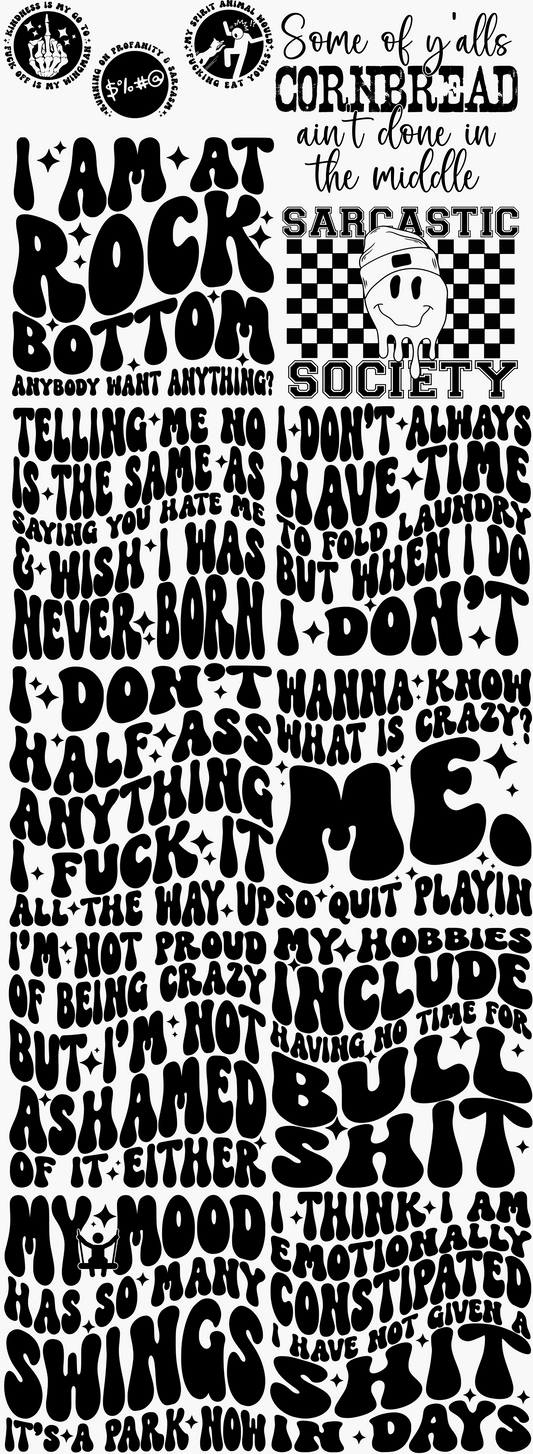 Snark with a side of sarcasm PREMADE Gangsheet 60 inches