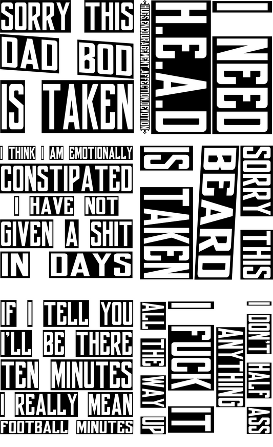 Sarcastic Dad/Guy  36-inch premade gang sheet