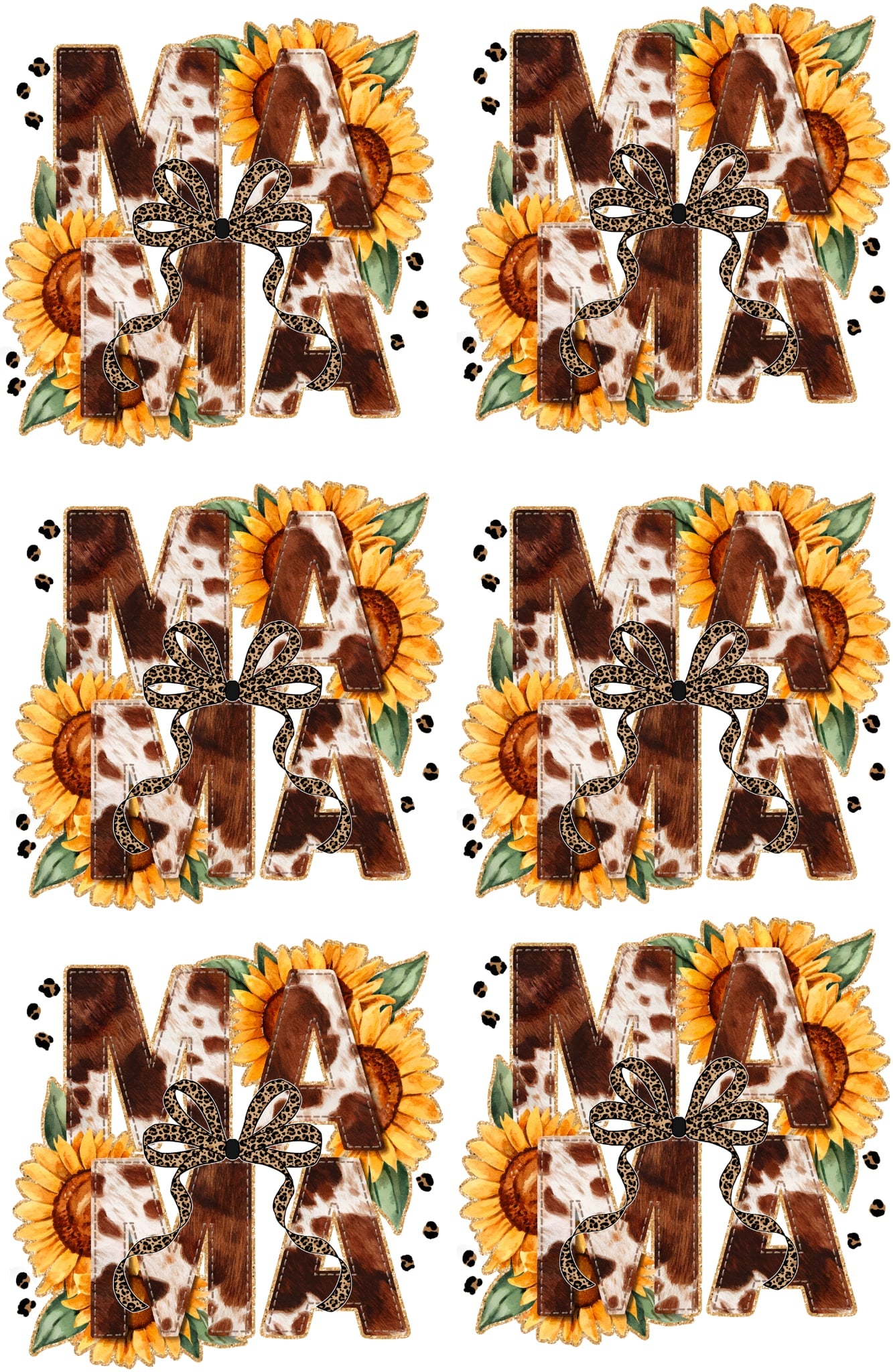 Mama cowhide sunflower design 36-inch premade gang sheet