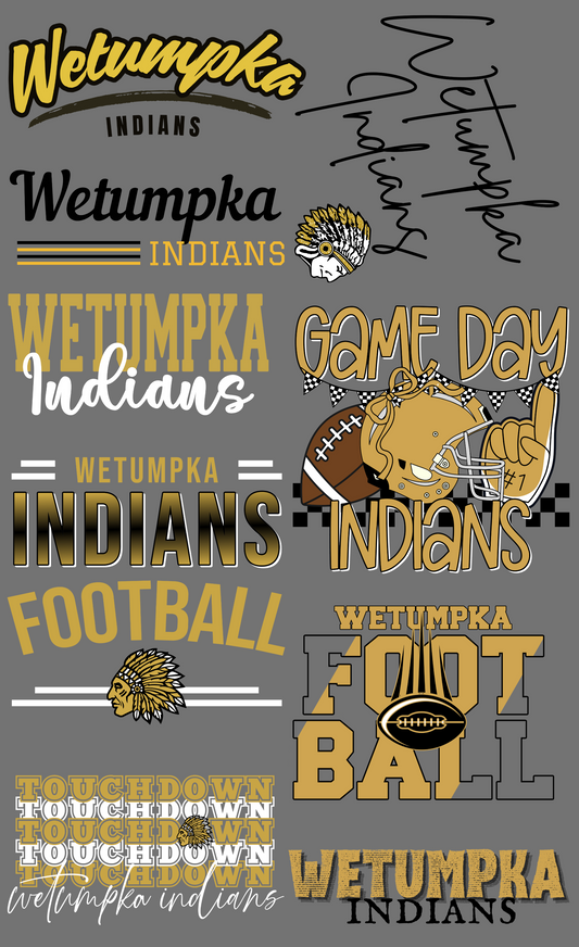 Wetumpka Indians Mini Premade Gangsheet