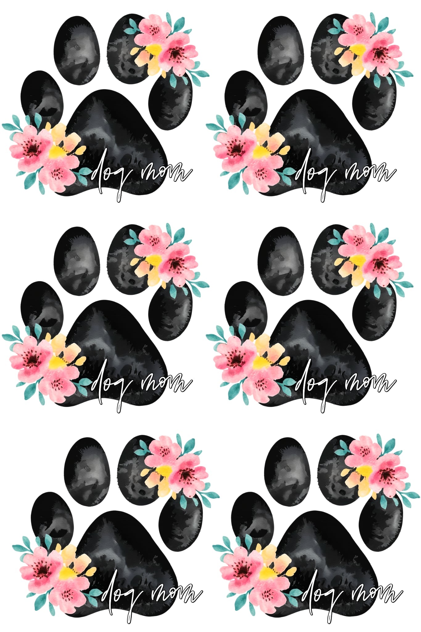 Dog mom paw prints 36-inch premade gang sheet