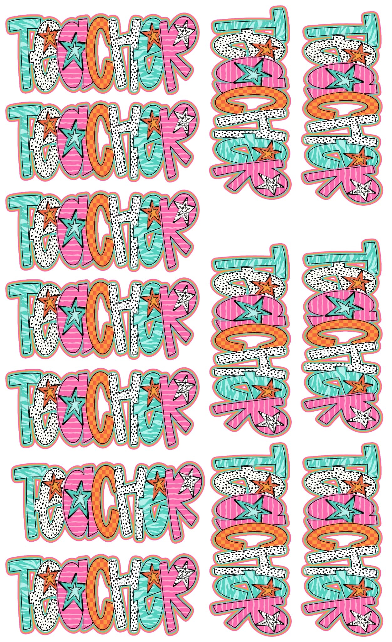 Teacher Star 36-inch premade gang sheet