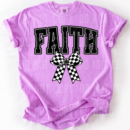 Faith Checkered Bow  SBB DTF Print