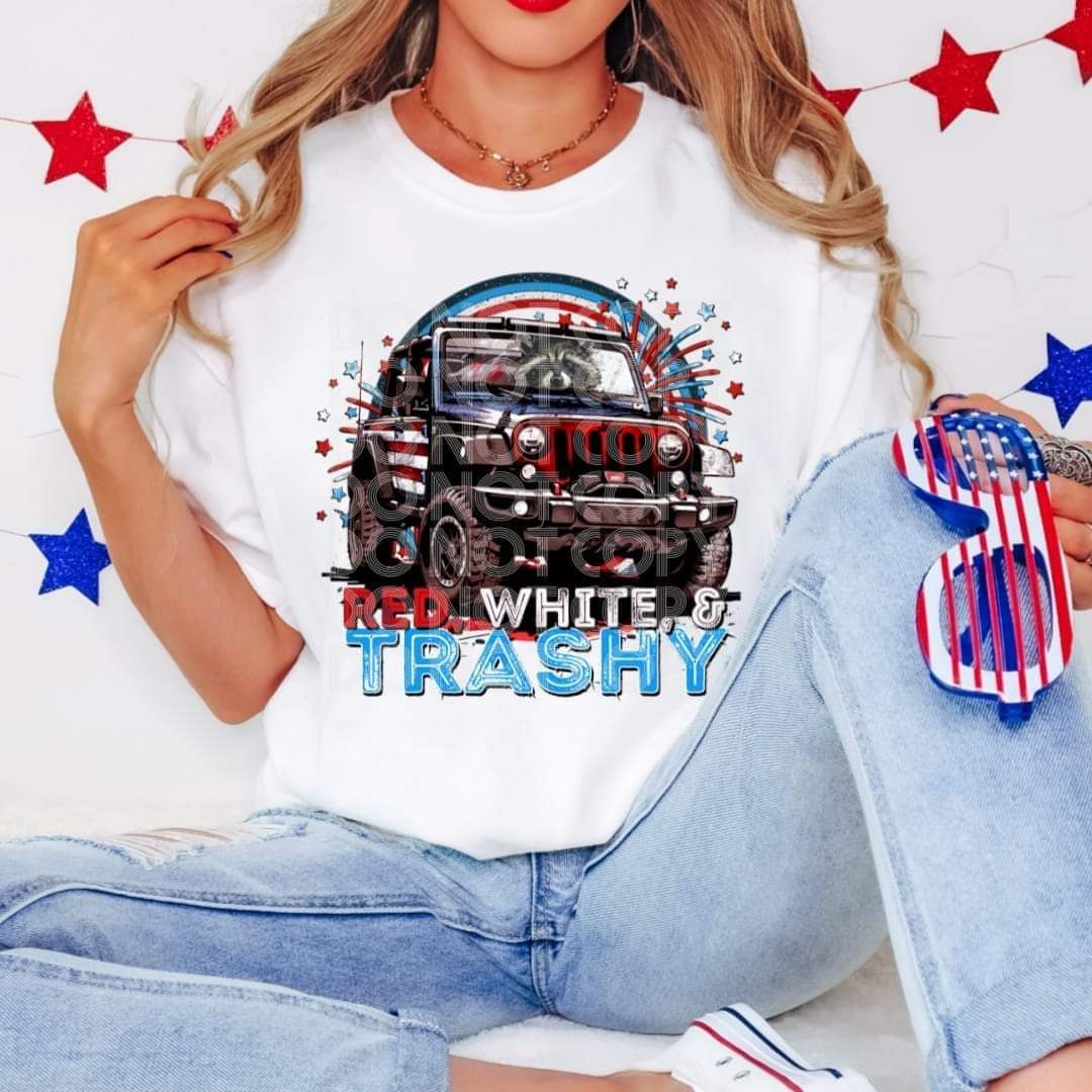 Racoon- Red, White, and Trashy Tee