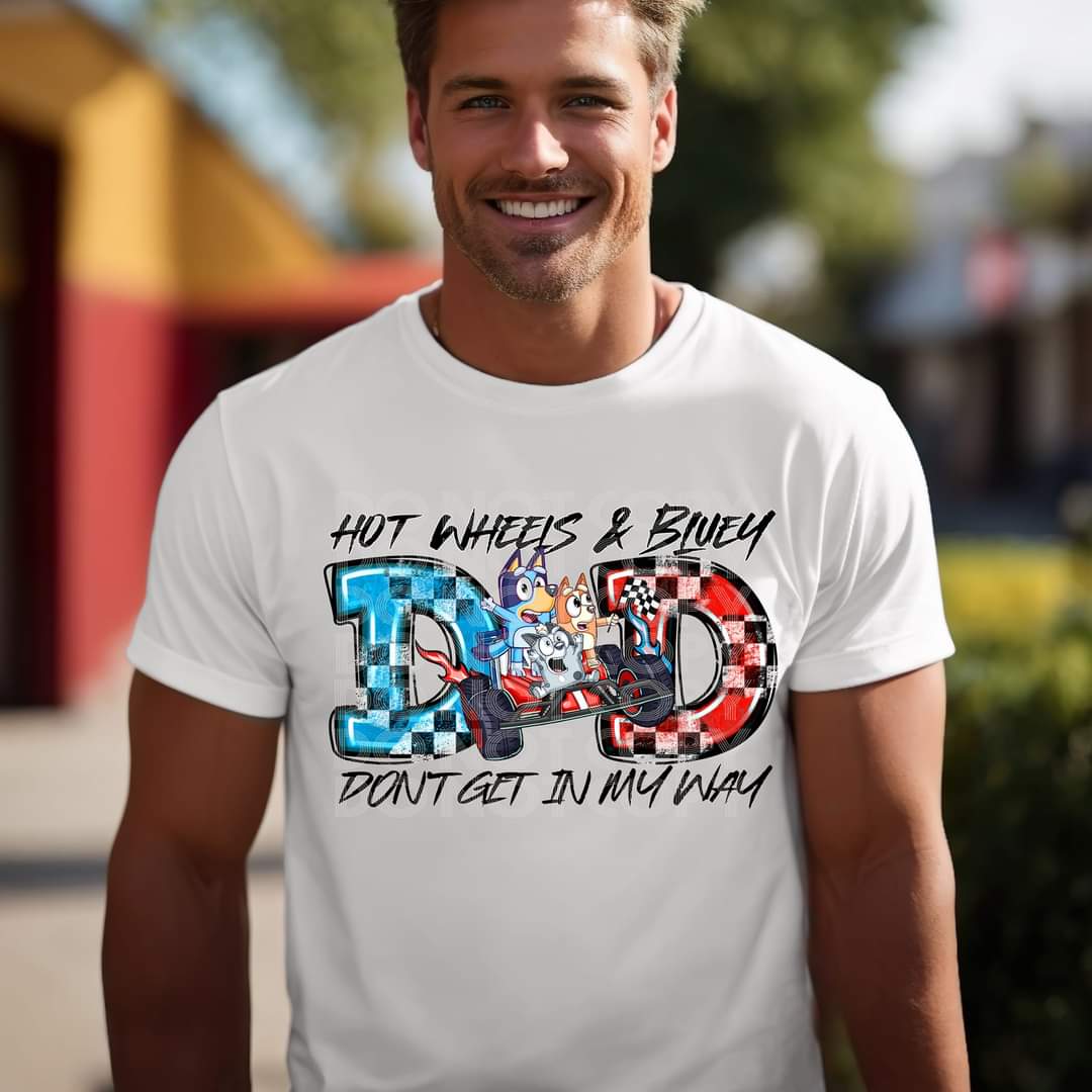 Hot Wheels and Bluey Dad Character tee