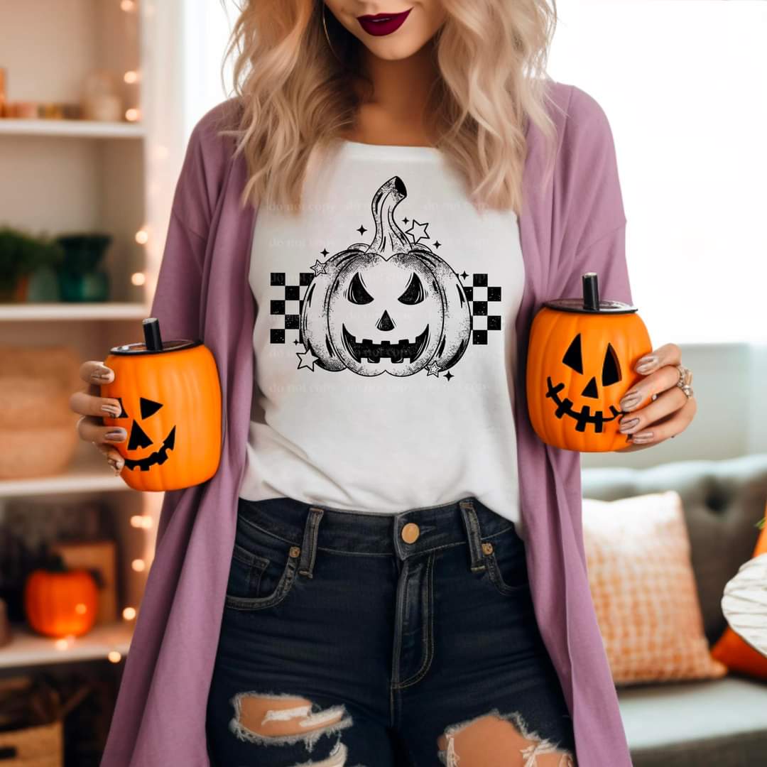 Checkered Jack-o-lantern (Short-Sleeve) Tee