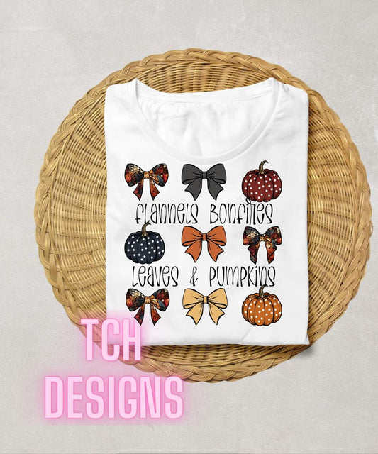 Flannels, Bonfires, Leaves, and Pumpkins Tee