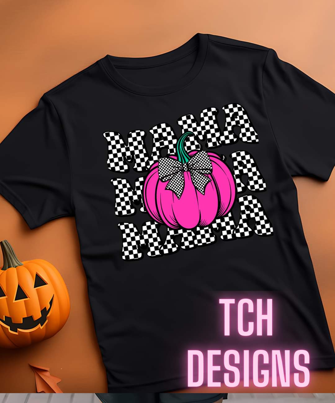 Checkered Mama Pumpkin Tee