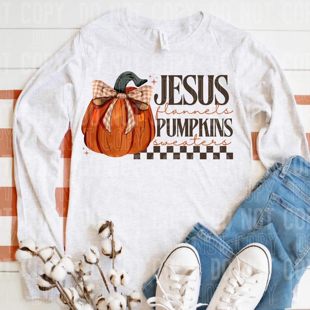 Jesus, Flannels, Pumpkins, Sweaters Tee