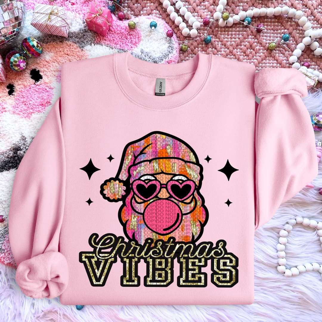 Christmas vibes bubblegum Santa Tee