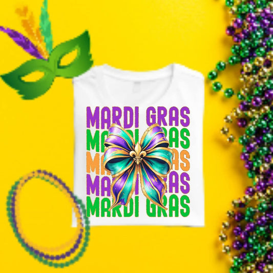 Mardi Gras Fleur de lis bow Tee