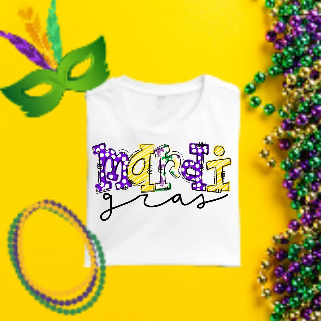 Doodle Mardi Gras Tee