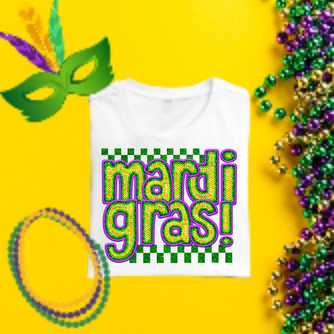 Mardi Gras Checkered Tee