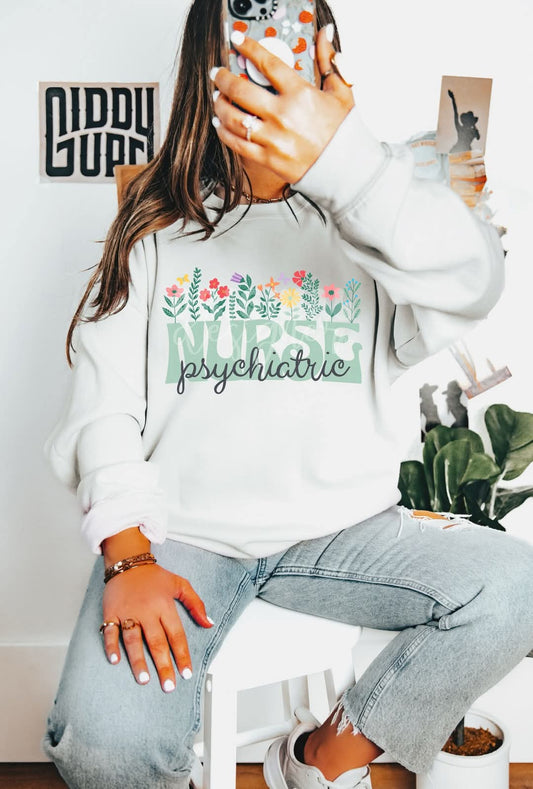 Psychiatric Nurse Floral Tee