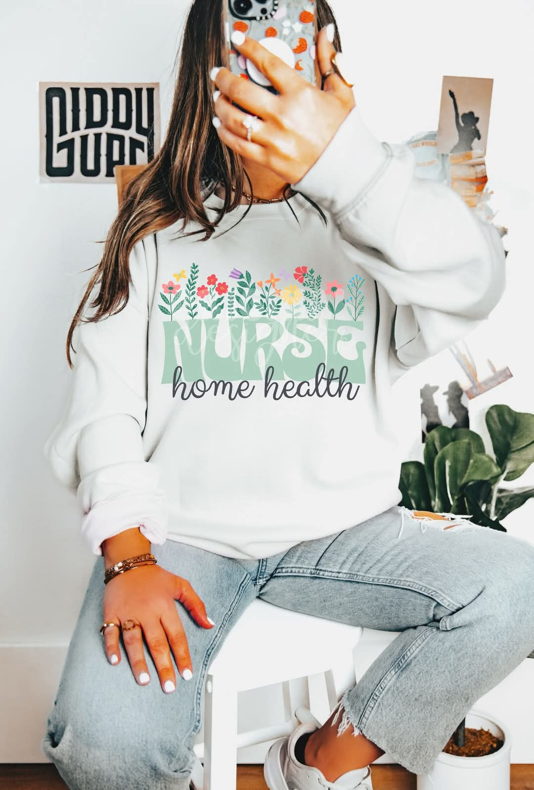 Home Health Nurse Floral Tee