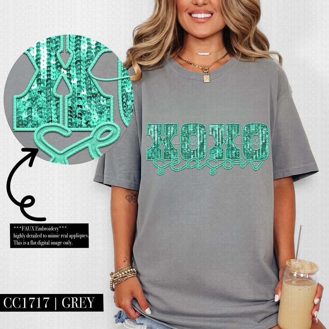 Teal XOXO season Tee