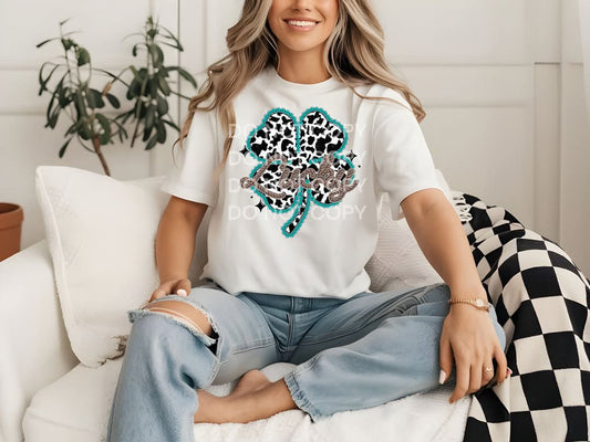 Lucky Cowprint Clover Tee